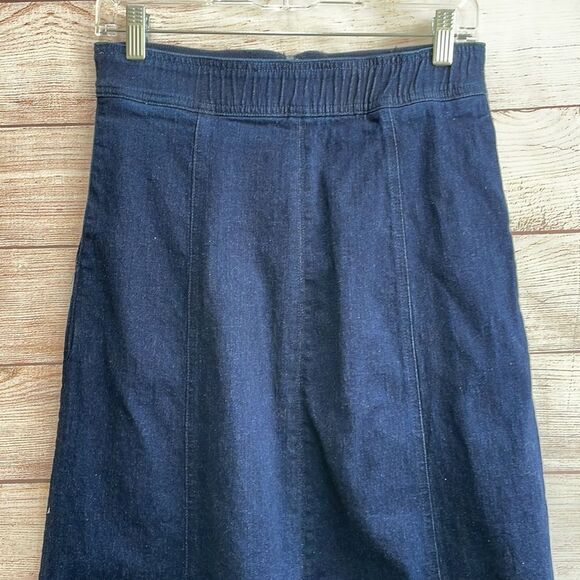 VINTAGE KORET DENIM MODEST MAXI SKIRT IN DARK WASH - Picture 2 of 5